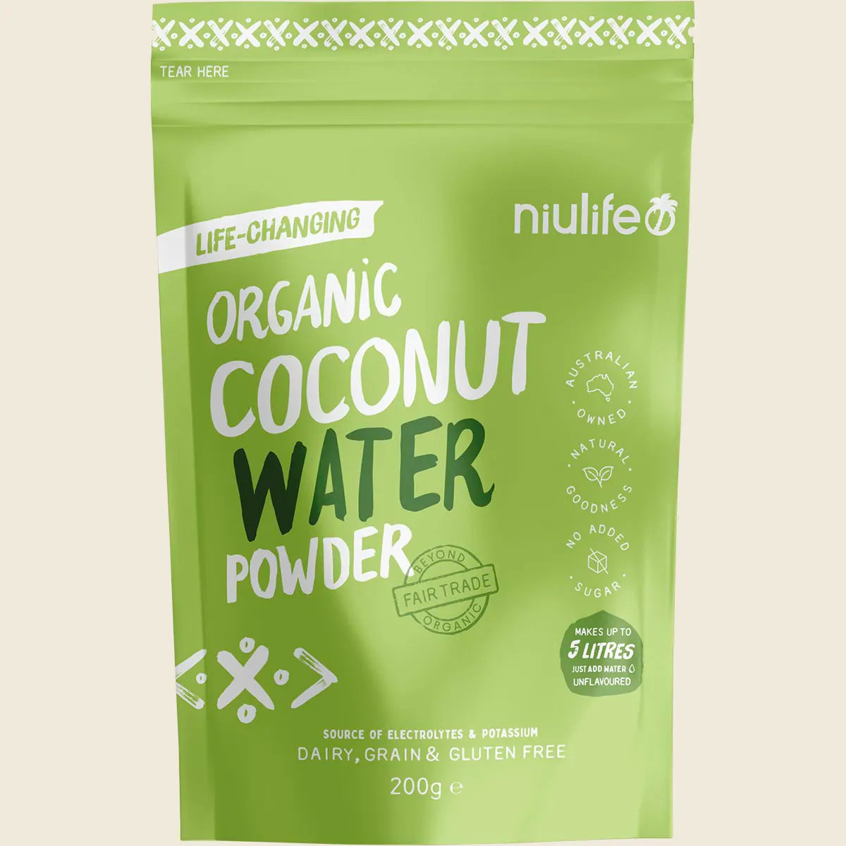 Niulife Organic Coconut Water Powder 200g, Makes Up To 5 Litres