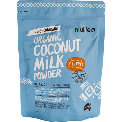 Niulife Organic Coconut Milk Powder 200g, Dairy, Grain & GMO Free