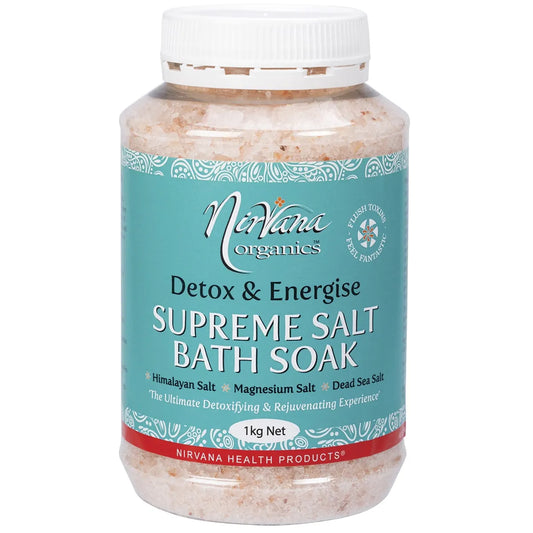 Nirvana Organics Supreme Salt Detox & Energise Bath Soak 1kg, For The Ultimate Rejuvenating Experience