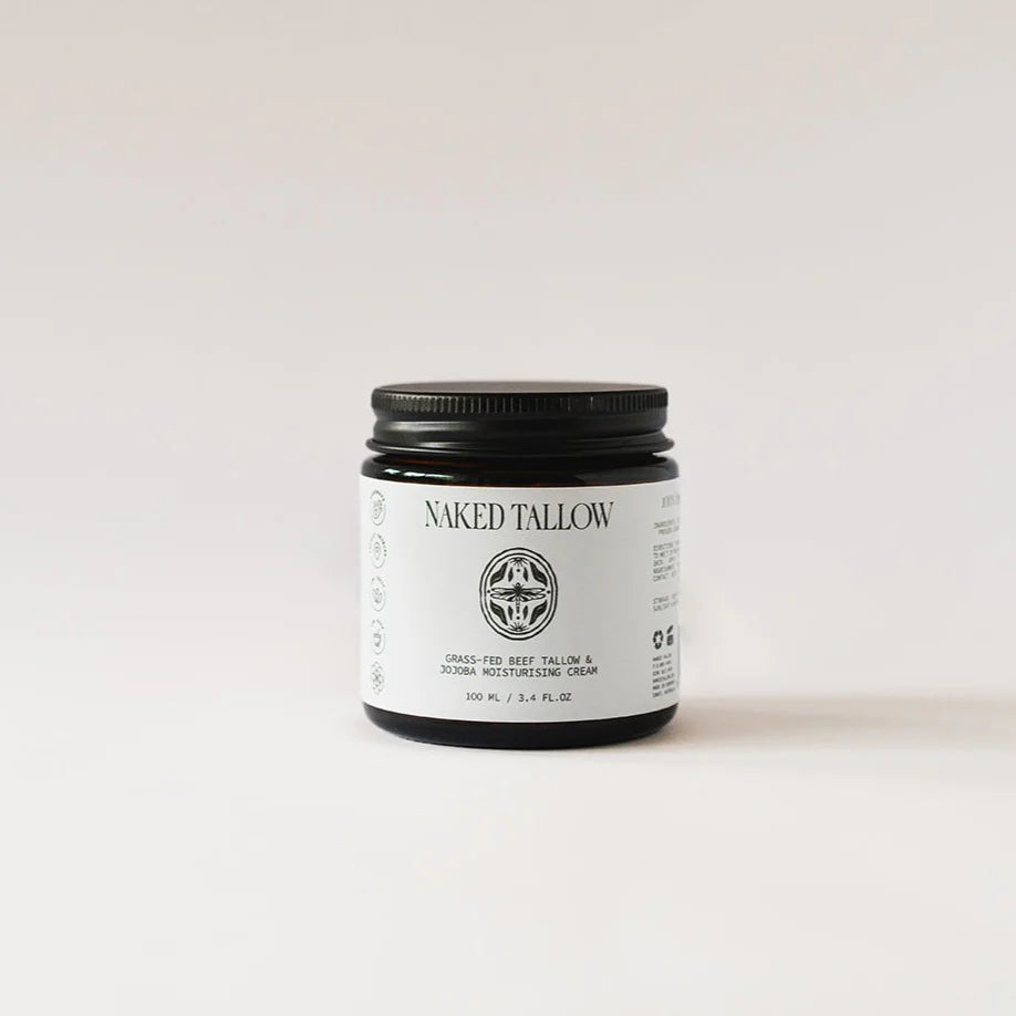 Naked Tallow Grass-Fed Beef Tallow & Jojoba Moisturising Cream 100mL, For All Skin Types