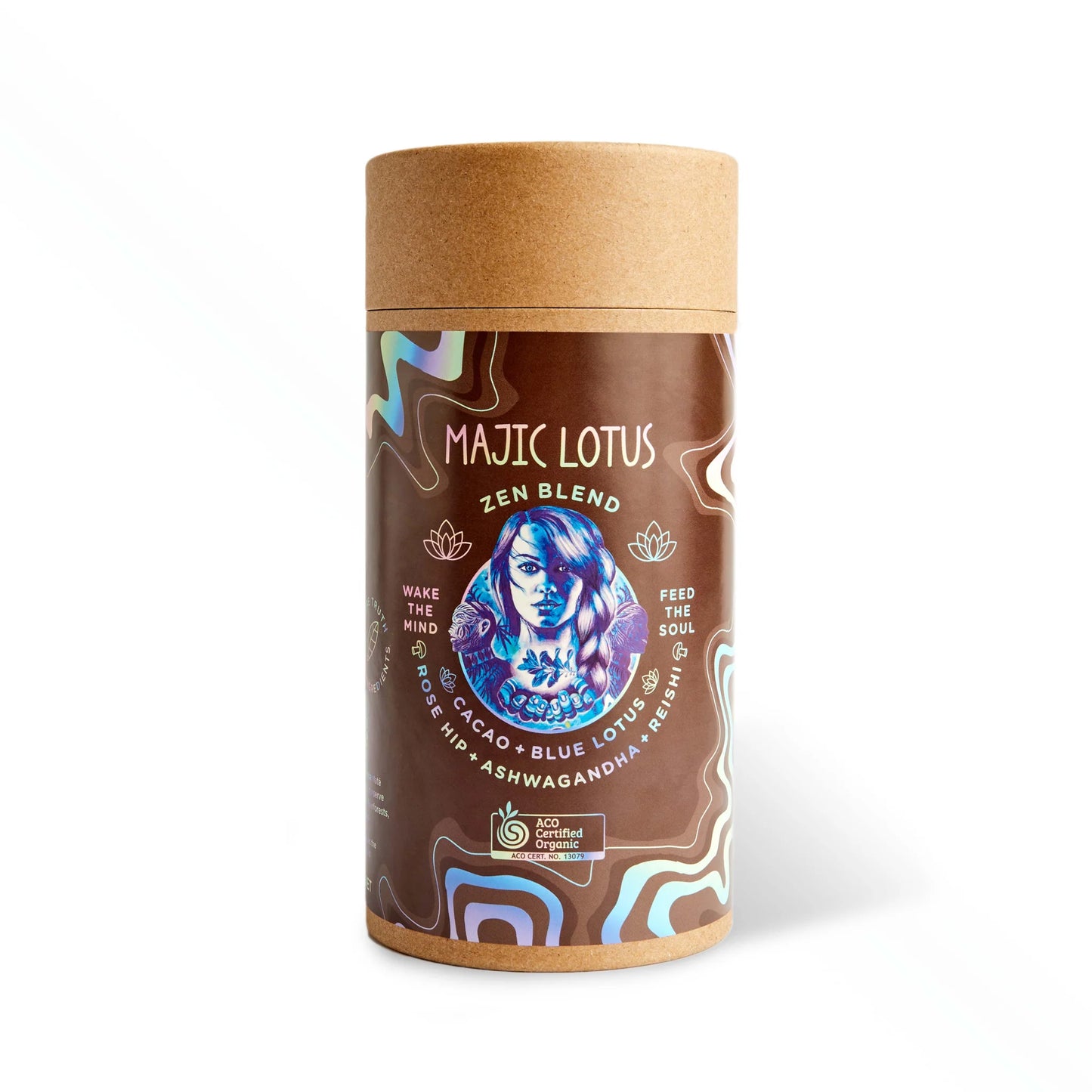 Naturally Driven Majic Lotus Zen Blend Latte With Cacao, Blue Lotus, Rosehip, Ashwaganda & Reishi 250g, Certified Organic