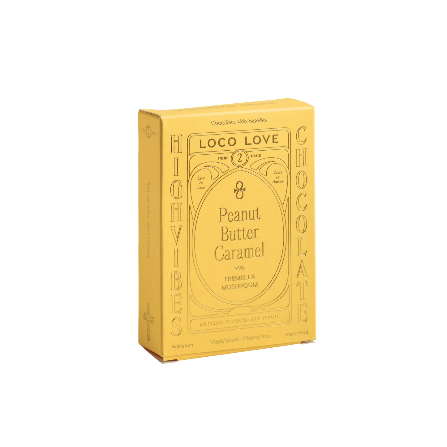 Loco Love Chocolate 2 x 35g Bars, Peanut Butter Caramel With Tremella Mushroom