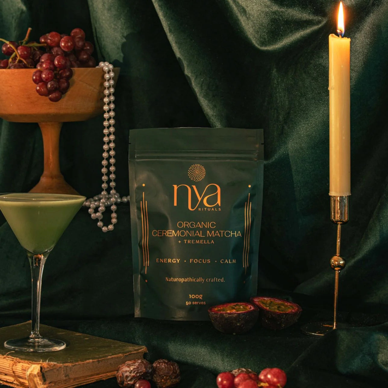 Nya Rituals Organic Ceremonial Matcha With Tremella 100g, Energy Focus & Calm