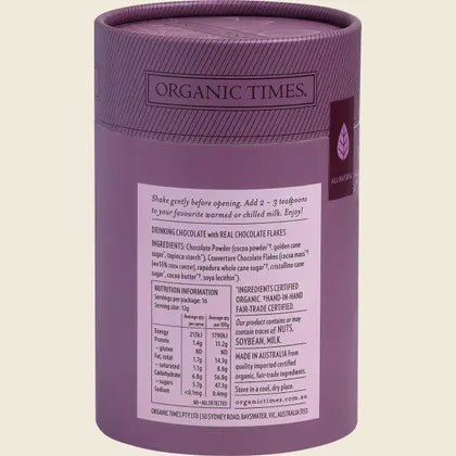 Organic Times Certified Organic Drinking Chocolate 200g, Rich Cocoa Indulgence