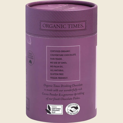 Organic Times Certified Organic Drinking Chocolate 200g, Rich Cocoa Indulgence