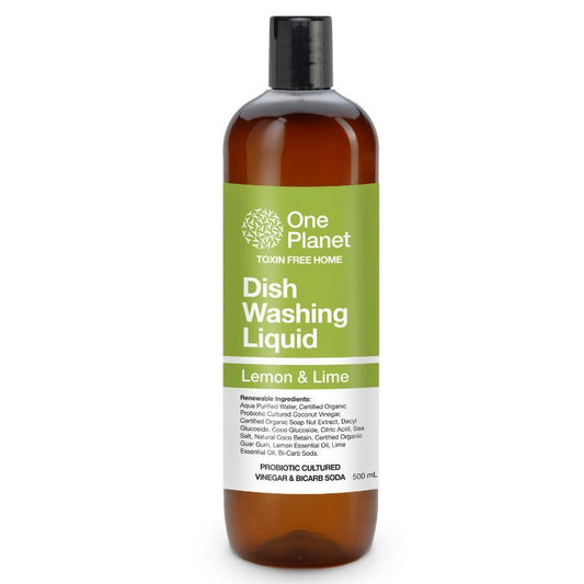 One Planet Dish Washing  Liquid 500 mL, Probiotic Culture & Lemon & Lime Fragrance