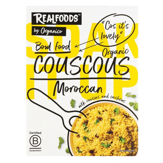 Real Foods By Organico Certified Organic Moroccan Cous Cous 250g, With Raisins & Cashews