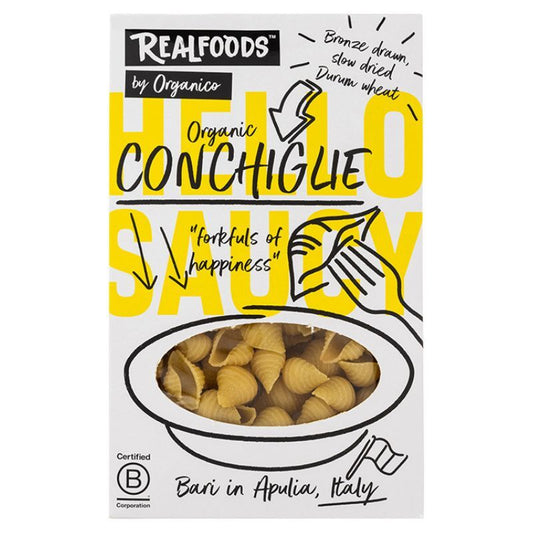 Real Foods By Organico Certified Organic Conchiglie Pasta 500g, Bronze Drawn & Slow Dried Durum Wheat