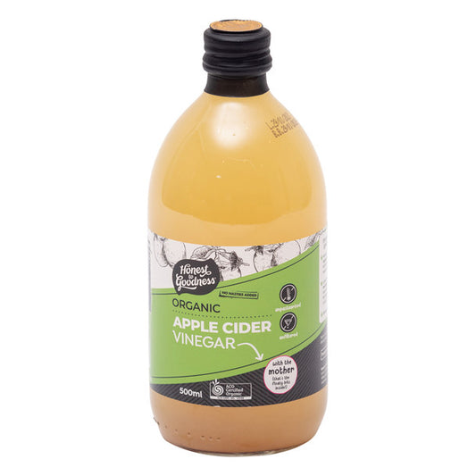 Honest To Goodness Apple Cider Vinegar 500ml, Australian Certified Organic With The Mother
