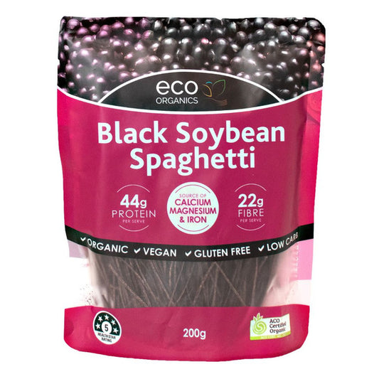 Eco Organics Organic Black Soybean Spaghetti 200g, 44g Of Protein Per Serve