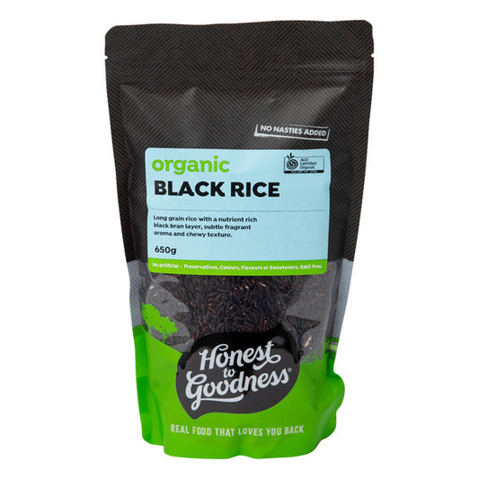 Honest To Goodness Black Rice 650g, Certified Organic Long Grain With A Chewy Texture