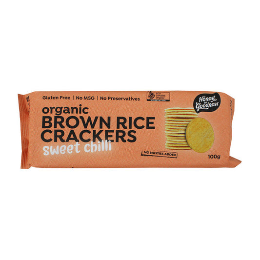 Honest To Goodness Brown Rice Crackers 100g, Sweet Chili & Certified Organic