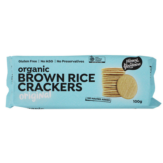 Honest To Goodness Brown Rice Crackers 100g, Original & Certified Organic