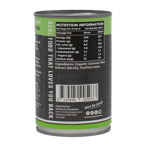 Honest To Goodness Certified Organic Coconut Milk 400mL, BPA Free Lining