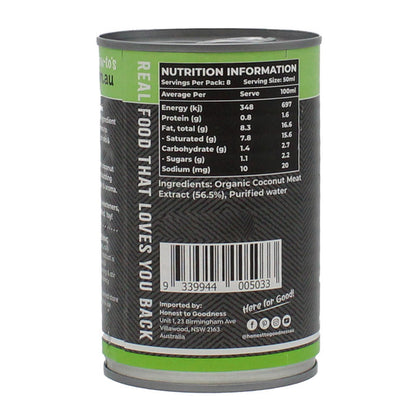 Honest To Goodness Certified Organic Coconut Milk 400mL, BPA Free Lining