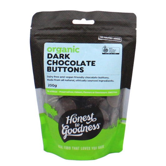 Honest To Goodness Dark Chocolate Buttons 200g, Australian Certified Organic