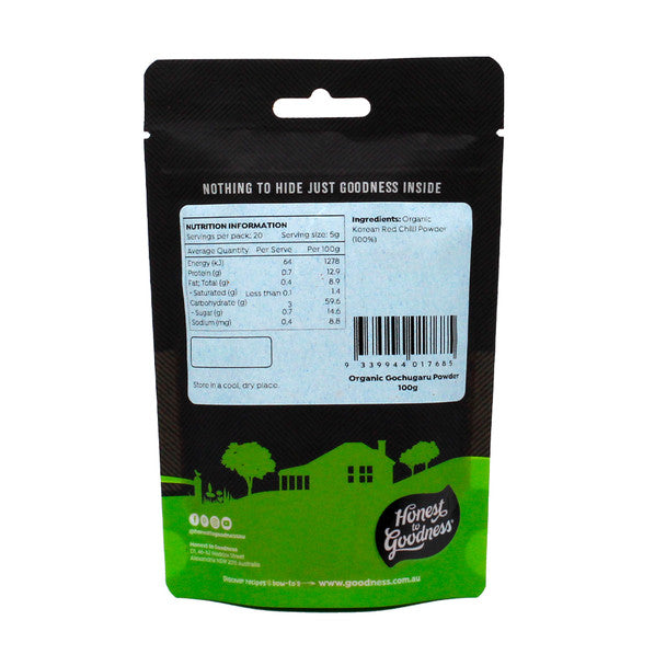 Honest To Goodness Certified Organic Gochugaru Chilli Powder 100g, Authentic Korean Red Pepper Powder