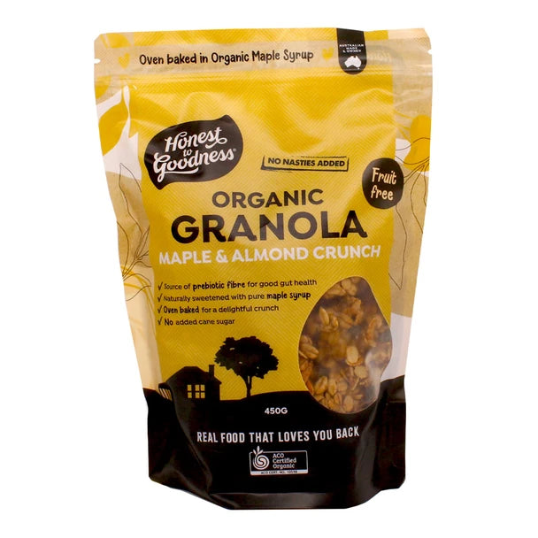 Honest To Goodness Organic Granola 450g, Maple & Almond Crunch Fruit-Free!