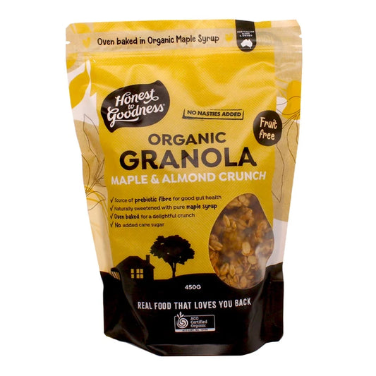 Honest To Goodness Organic Granola 450g, Maple & Almond Crunch Fruit-Free!