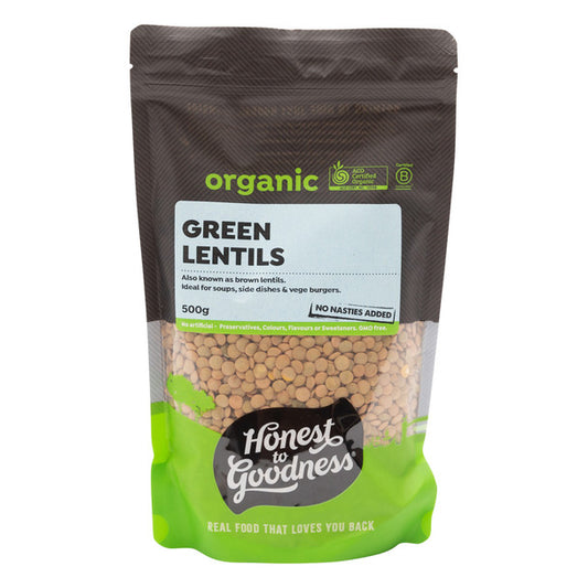 Honest To Goodness Green Lentils 500g, Australian Certified Organic