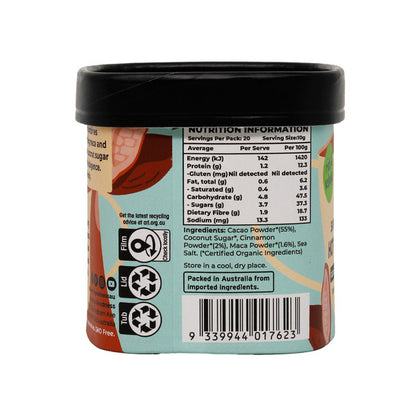 Honest To Goodness Certified Organic Hot Chocolate - Superfood Blend 200g, With Cacao, Maca & Cinnamon