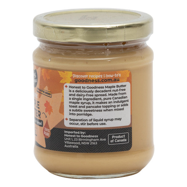 Honest To Goodness Maple Butter 250g, Australian Certified Organic & 100% Pure