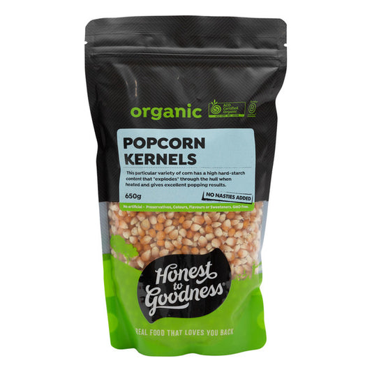 Honest To Goodness Popcorn Kernels 650g, Australian Certified Organic