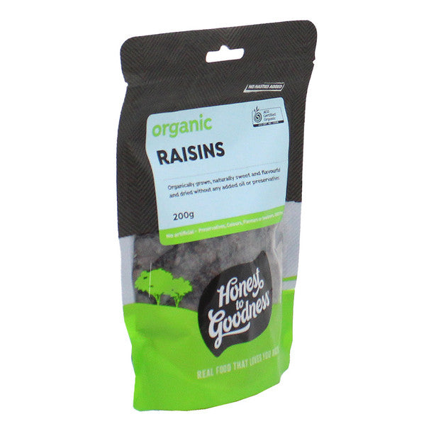 Honest To Goodness Dried Raisins 200g, Australian Certified Organic & No Added Oil