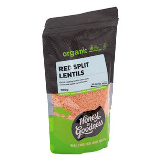 Honest To Goodness Red Split Lentils 500g, Quick Cooking & Australian Certified Organic