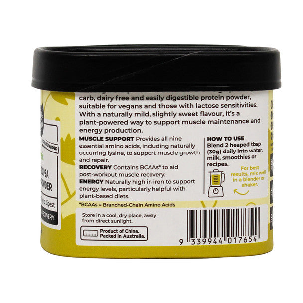 Honest To Goodness Certified Organic Sprouted Pea Protein Powder 150g, Performance & Recovery