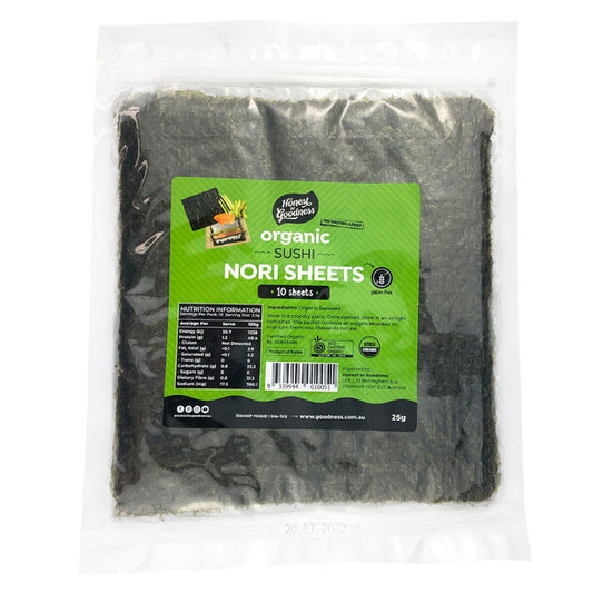 Honest To Goodness Sushi Nori Sheets 10 Sheets Per Pack, Australian Certified Organic