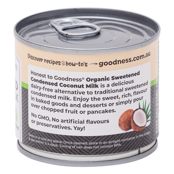 Honest To Goodness Certified Organic Sweetened Condensed Coconut Milk 210g, 100% Pure & Natural