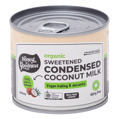 Honest To Goodness Certified Organic Sweetened Condensed Coconut Milk 210g, 100% Pure & Natural