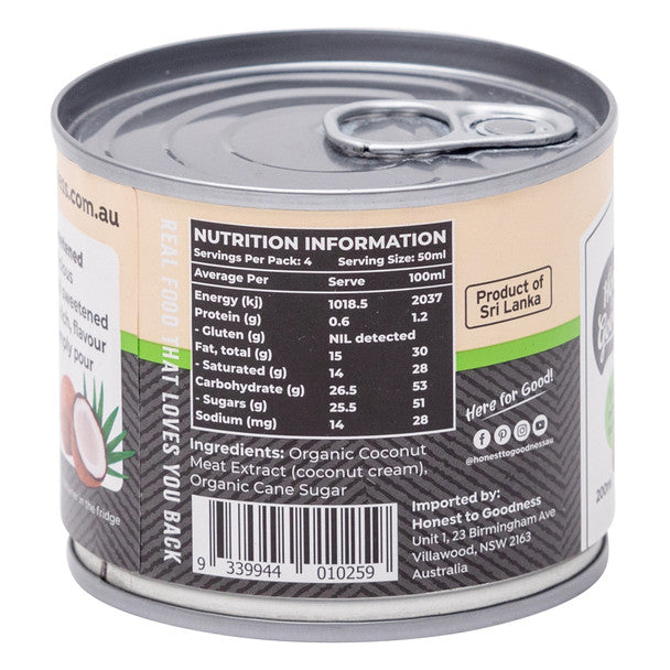Honest To Goodness Certified Organic Sweetened Condensed Coconut Milk 210g, 100% Pure & Natural