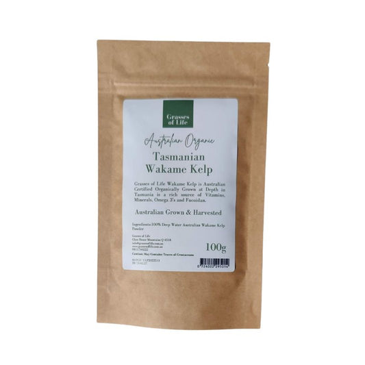 Grasses of Life Organic Australian Wakame Kelp Powder 100g, Ocean Mineral Vitality