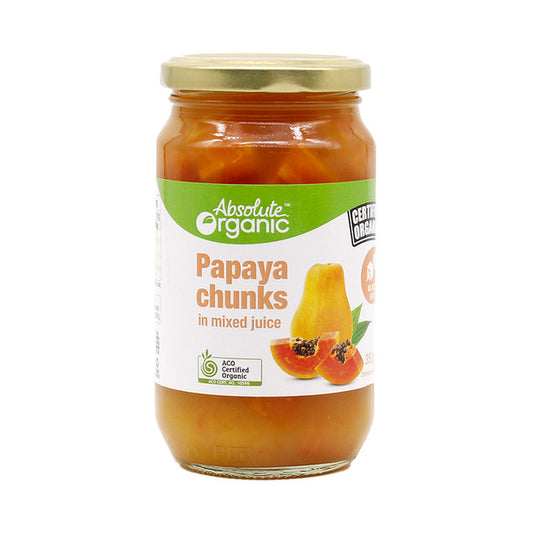 Absolute Organic Papaya Chunks In Mixed Juice 350g, Australian Certified Organic