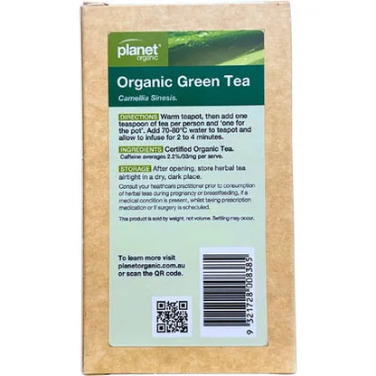 Planet Certified Organic Green Tea Loose Leaf 125g, A Mild Unfermented Tea For Any Time Of Day
