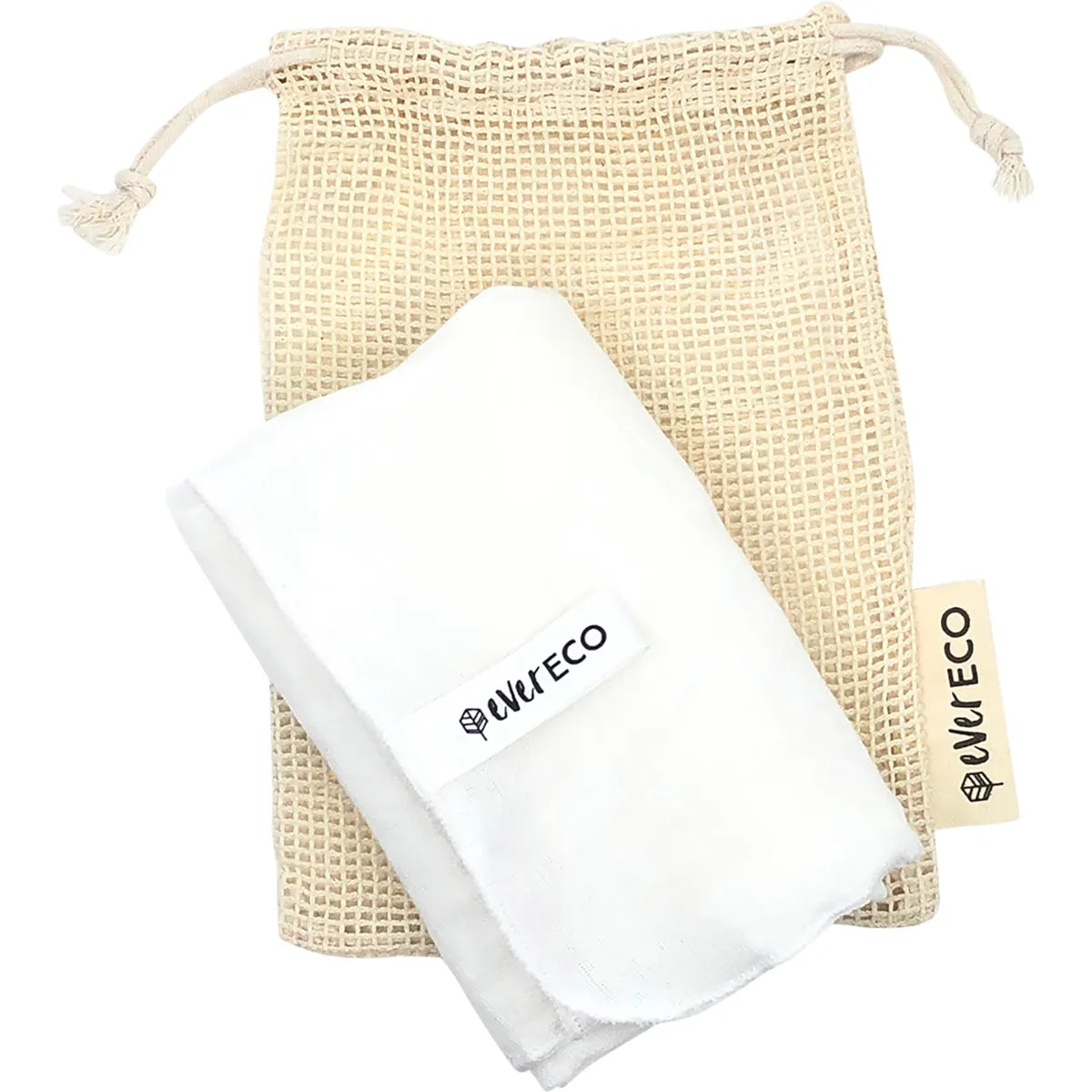 Ever Eco Muslin Facial Cloths 2 Pack, With Cotton Wash Bag