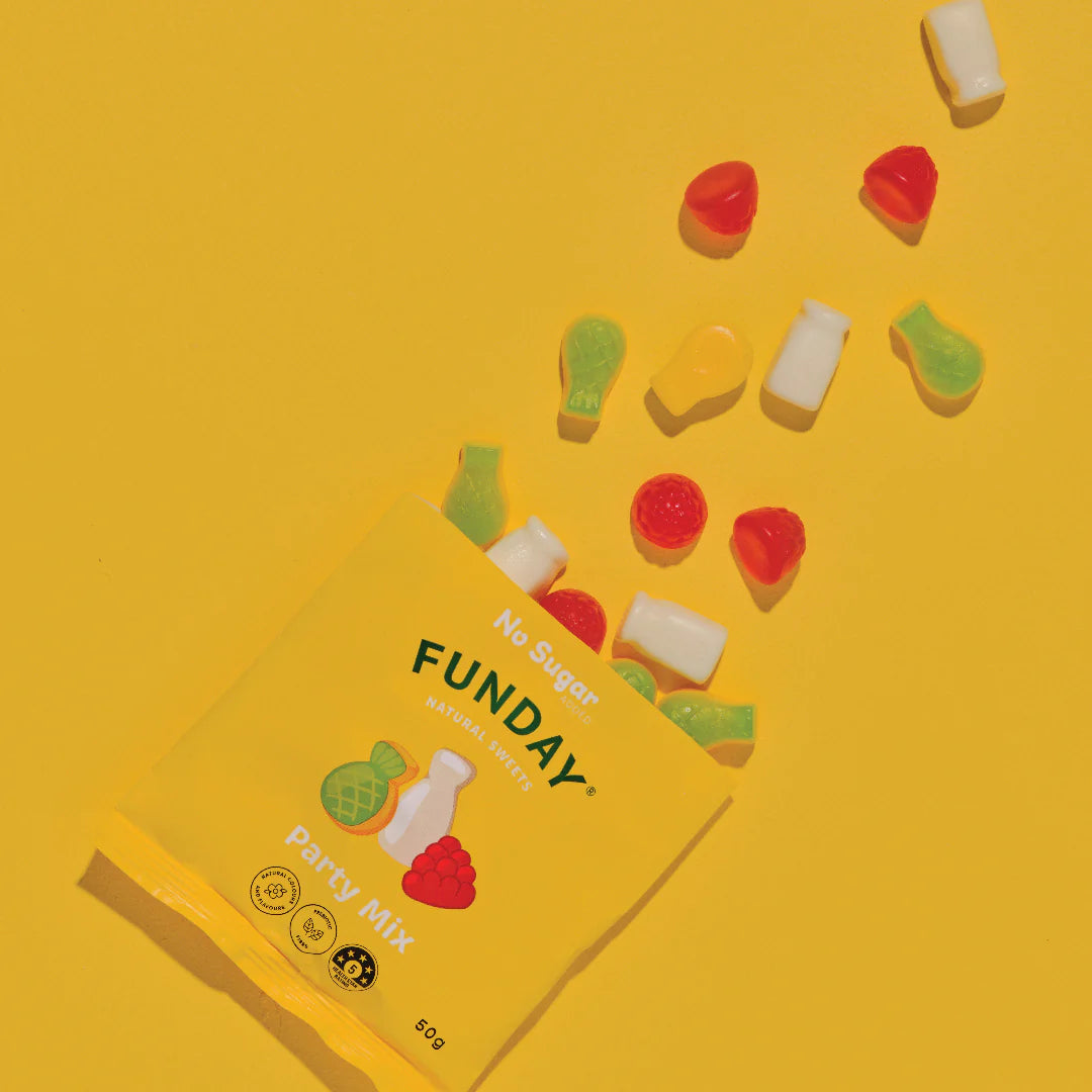 Funday Natural Sweets Party Mix Flavoured Gummies 50g, No Sugar Added