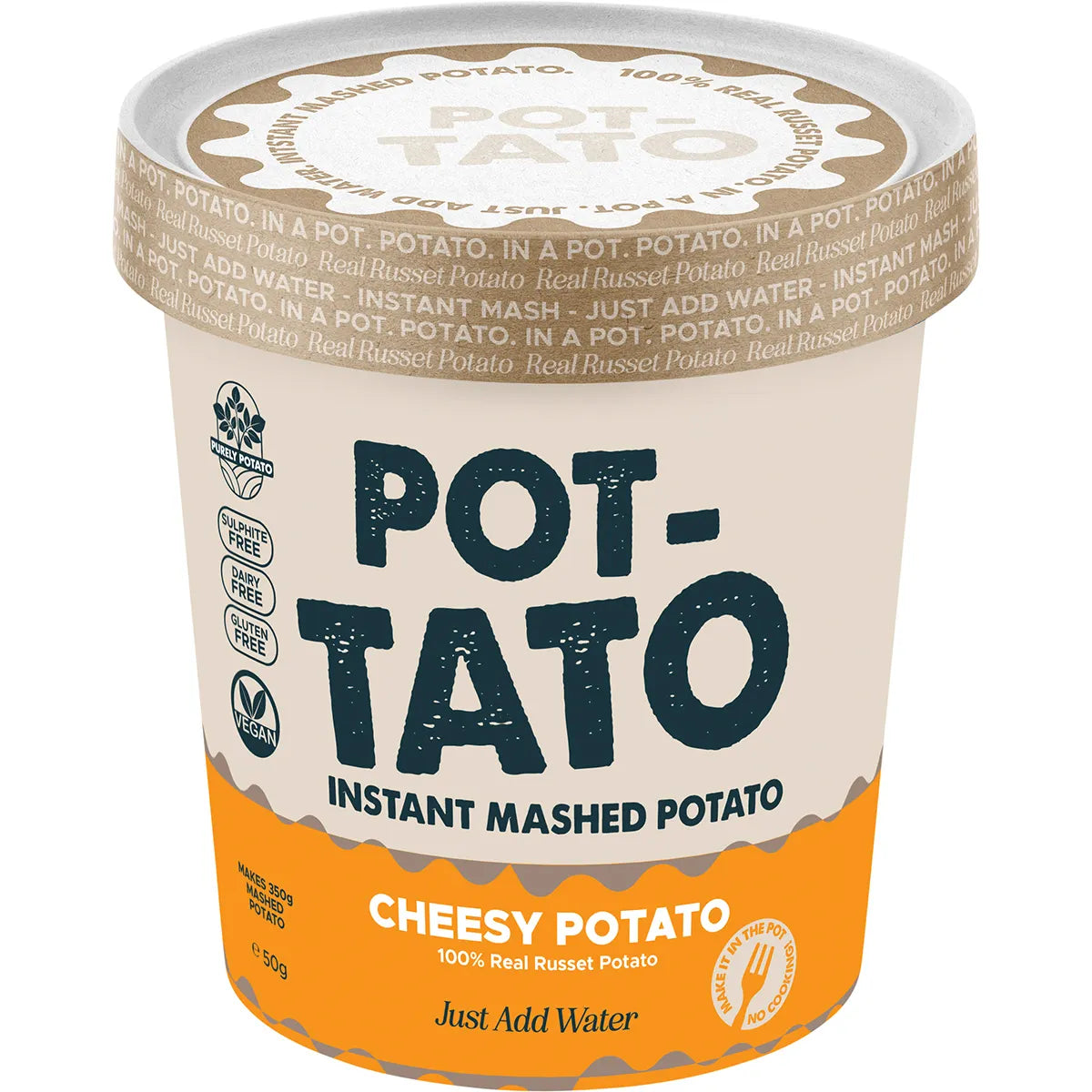 Plantasy Foods Instant Mashed POT-TATO 50g, Cheesy Flavour Just Add Water