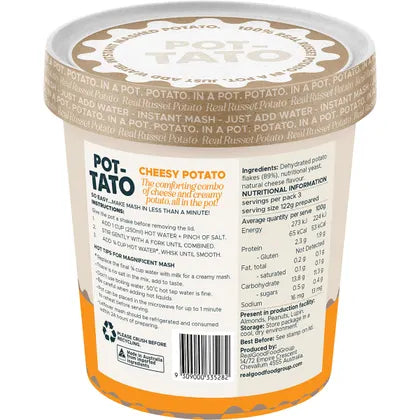 Plantasy Foods Instant Mashed POT-TATO 50g, Cheesy Flavour Just Add Water