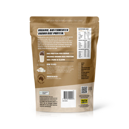 Protein Supplies Australia Organic Brown Rice Protein Unflavoured 500g Or 1kg, Supports Muscle Recovery & Growth