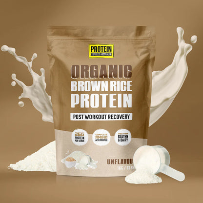 Protein Supplies Australia Organic Brown Rice Protein Unflavoured 500g Or 1kg, Supports Muscle Recovery & Growth