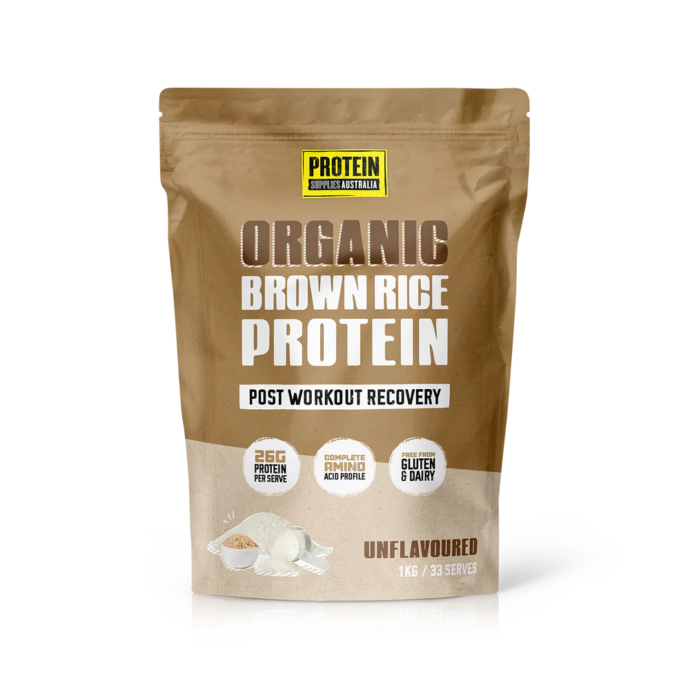 Protein Supplies Australia Organic Brown Rice Protein Unflavoured 500g Or 1kg, Supports Muscle Recovery & Growth