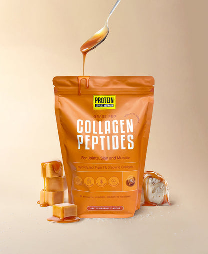 Protein Supplies Australia Grass Fed Collagen Peptides 500g Or 1Kg, Salted Caramel Flavour