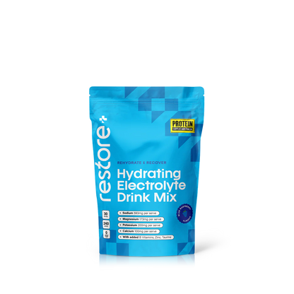 Protein Supplies Australia Restore Hydrating Electrolyte Drink Mix Blue Raspberry 240g, Rehydrate & Recover