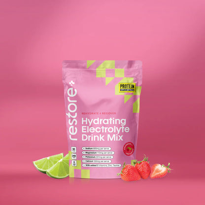 Protein Supplies Australia Restore Hydrating Electrolyte Drink Mix Strawberry & Lime 240g, Rehydrate & Recover