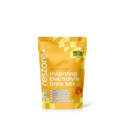 Protein Supplies Australia Restore Hydrating Electrolyte Drink Mix Tropical Twist 240g, Rehydrate & Recover