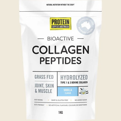 Protein Supplies Australia Grass Fed Collagen Peptides 500g Or 1Kg, Vanilla Flavour