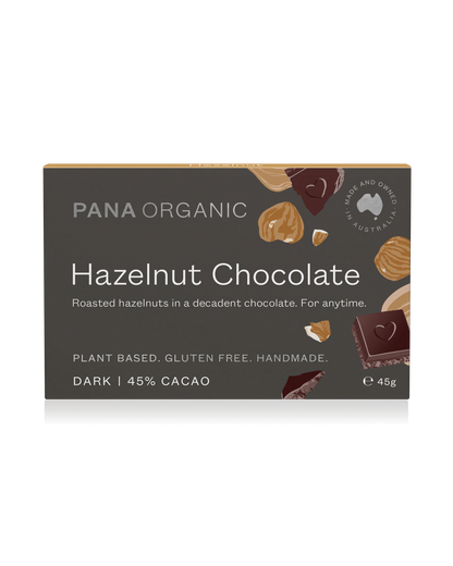 Pana Organic Certified Organic Hazelnut Chocolate 45g, With Roasted Hazelnuts